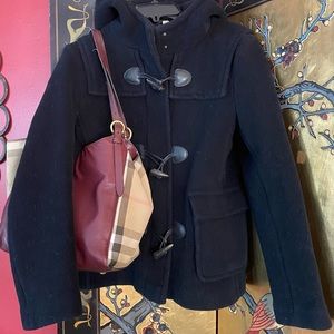 Classic Burberry Brit Black Wool Peacoat (size 10)